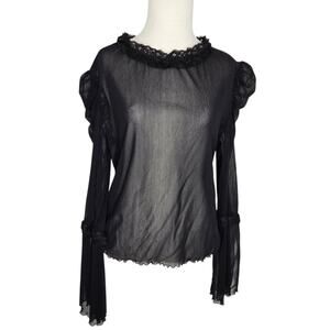 Vintage Sheer Whimsigoth Witchy Top Ruffle Bell Sleeves Goth Victorian Women XL